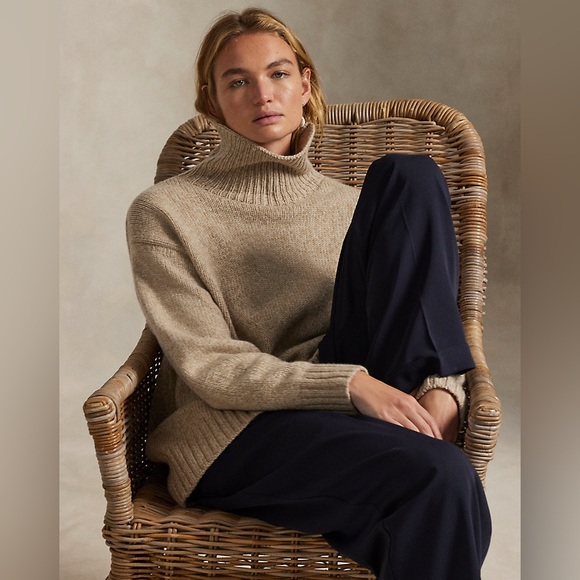 Ralph Lauren Sweaters - POLO RALPH LAUREN RELAXED TURTLE NECK SWEATER BEIGE WOMENS SMALL WOOL CASHMERE
